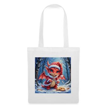 Adorable Christmas Dragon in Snowy Forest - Tote Bag - white - Front