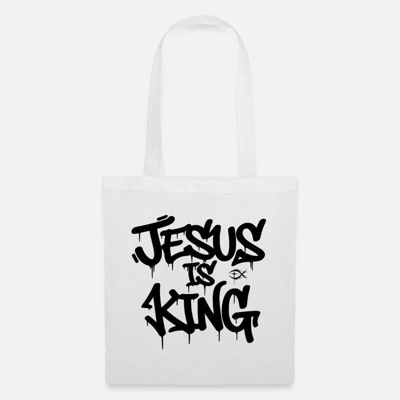 JESUS IS KING-Urban Grafitti Style - Stoffbeutel - Weiß
