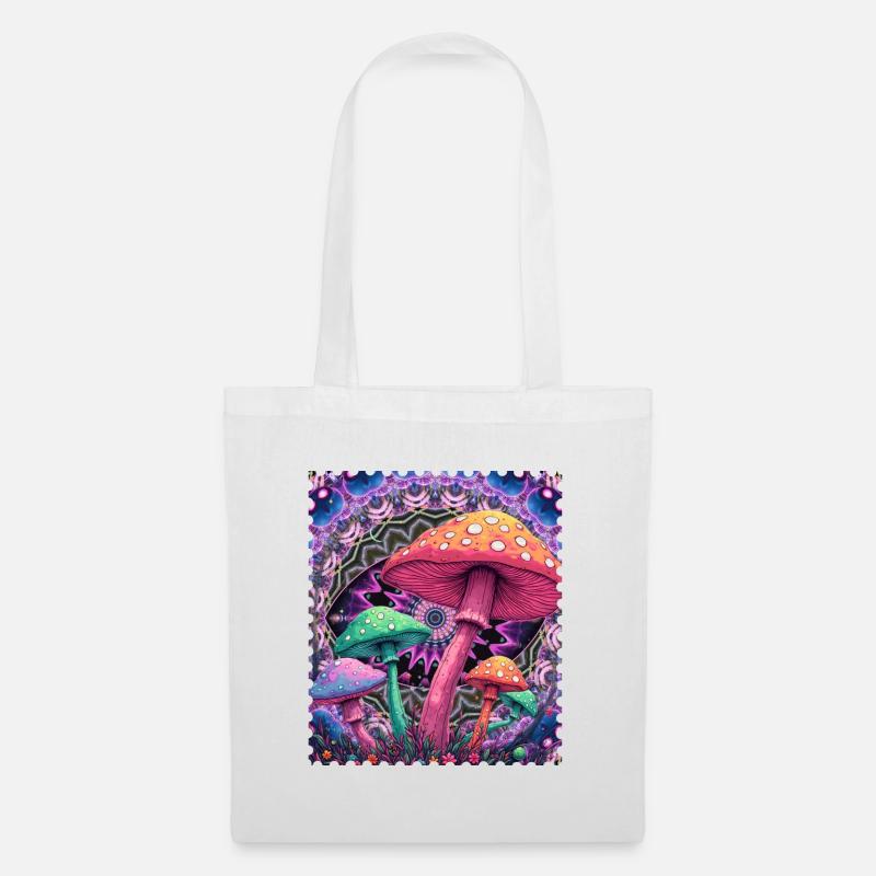 Psychedelic Mushroom Shapes Neon - Tote Bag - white