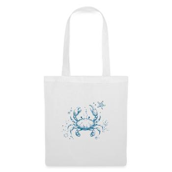 Crabe bleu – Illustration océanique - Sac en tissu - blanc - Devant
