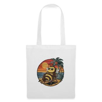Funny Bee on Beach Summer Vacation Sunset - Tote Bag - white - Front