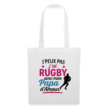 Rugby-Papa in Pink Heart - Stoffbeutel - Weiß - Vorne
