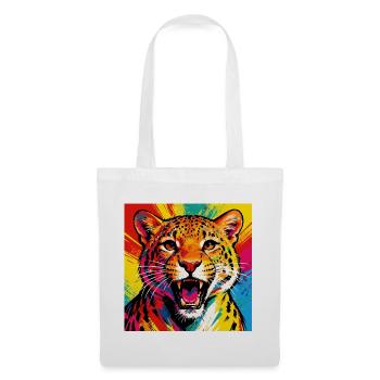 Leopard Pop Art Farbexplosion - Stoffbeutel - Weiß - Vorne