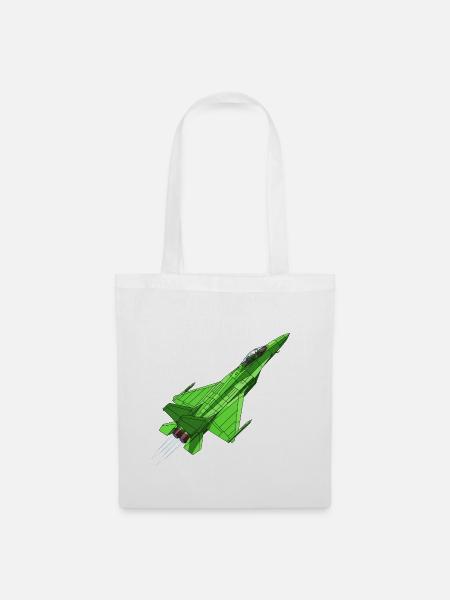 Grüner Geometrie-Jet - Stoffbeutel - Weiß