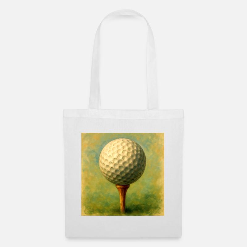 Golf ball in artistic board on tee - Tote Bag - white
