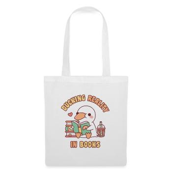Cute Duck Ducking Reality In Books Funny - Tote Bag - white - Front