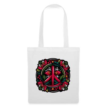 Peace Symbol im bunten Surfer Sticker Style - Stoffbeutel - Weiß - Vorne