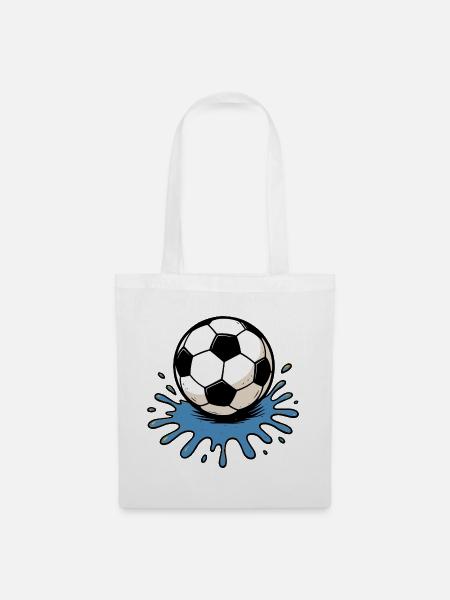 Spritzender Fußball - Stoffbeutel - Weiß