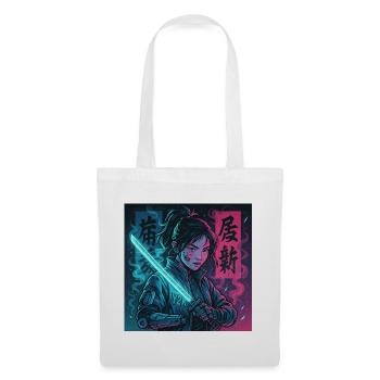 Cyber Samurai Girl Harajuku Y2K Anime Streetwear - Tote Bag - white - Front