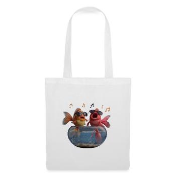 Singing goldfish with sunglasses in glass - Tote Bag - white - Front