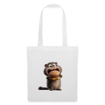 Cat with Burger Hungry Funny Food Bowl Animal - Tote Bag - white - Front