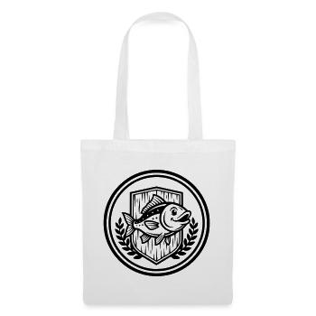 Angler Coat of Arms Fish Club Logo Vector - Tote Bag - white - Front