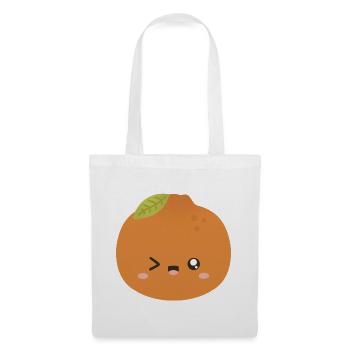 Kawaii Orange Wink Character - Tote Bag - white - Front