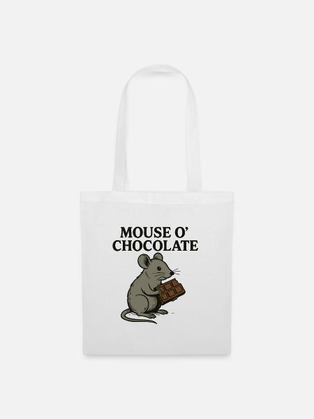 Mouse o’Chocolate Wortspiel Maus Schokolade - Stoffbeutel - Weiß