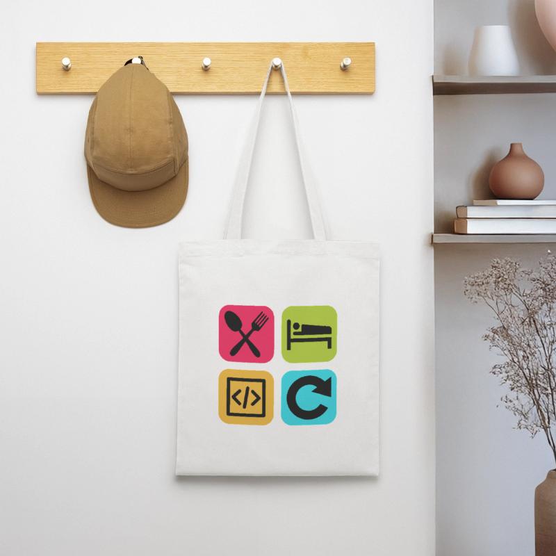 Eat Sleep Code Repeat Funny Quote Dev Tote Bag