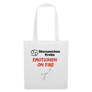 Sternzeichen Krebs – Emotionen on Fire, Geburtstag - Stoffbeutel - Weiß - Vorne