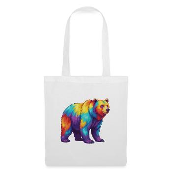 Bunte Bärenregenbogen-Pop-Art-Aquarell - Stoffbeutel - Weiß - Vorne