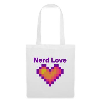 Nerd Love – Pixel Heart, Gamer Lovee Language - Stoffbeutel - Weiß - Vorne