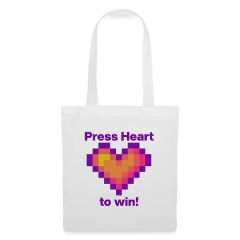 Press Heart to Win,Gamer Love Language - Stoffbeutel - Weiß - Vorne