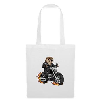 Cool Biker Otter Moto Flammes - Sac en tissu - blanc - Devant