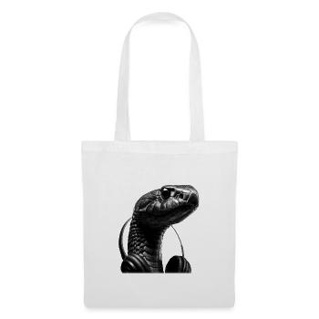 Schwarze Mamba Schlange mit Kopfhörern – Dark Art - Stoffbeutel - Weiß - Vorne