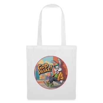 Joyeuses Pâques avec un lapin de Pâques rigolo ! - Sac en tissu - blanc - Devant