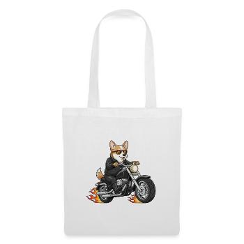 Motos moto Corgi motards Cool Flames - Sac en tissu - blanc - Devant