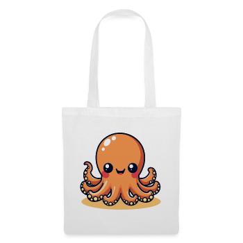 Cute Calamar Pieuvre souriante Kawaii - Sac en tissu - blanc - Devant