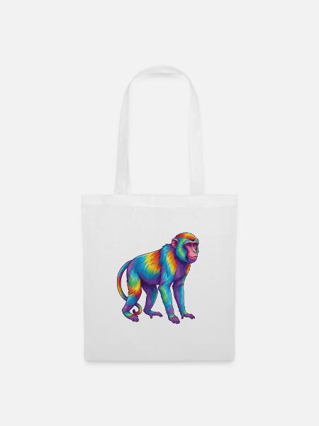Bunte Affen-Regenbogen-Pop-Art-Aquarell - Stoffbeutel - Weiß