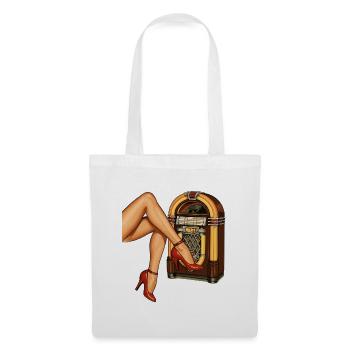 Rockabilly des années 50 Talons Épinglés Jambes Épinglées Jukebox Rétro - Sac en tissu - blanc - Devant