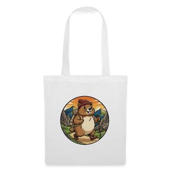 Happy Hiking Marmot Mountain Trail Art - Tote Bag - white - Front