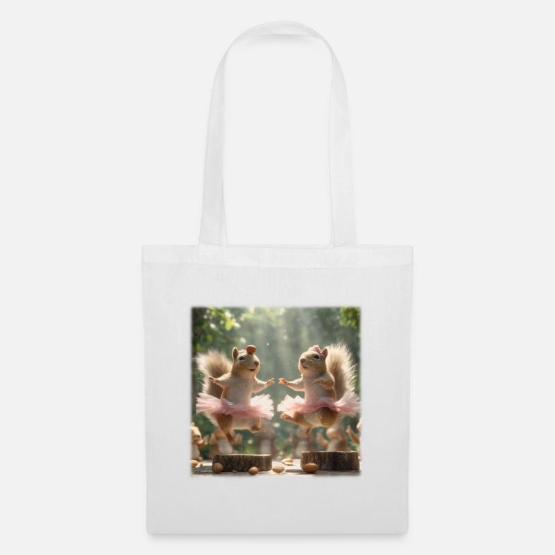 Ballet Squirrel in Tutu with Acorns - Tote Bag - white