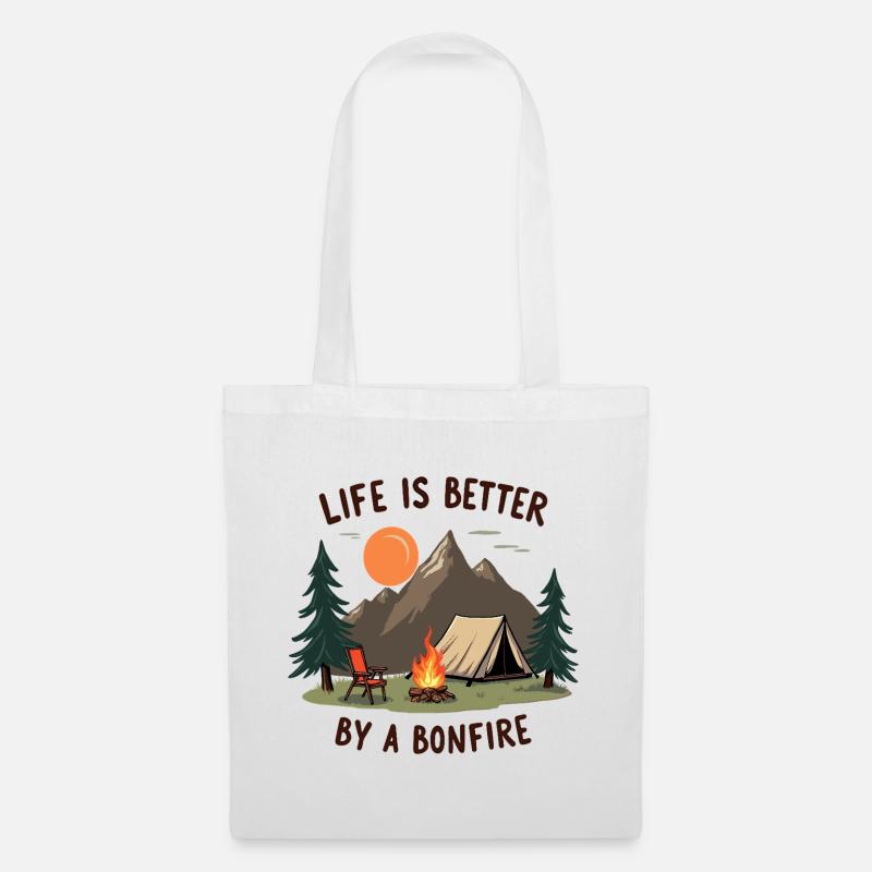 Life is better by a Bonfire Camping Abenteuer - Stoffbeutel - Weiß