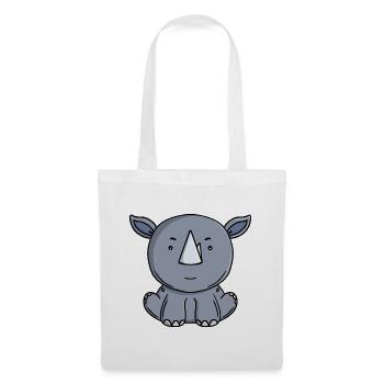 Cute Baby Rhino Kawaii Safari Animal Cartoon  - Tote Bag - white - Front