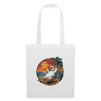 Oie drôle sur la plage Coucher de soleil des vacances d’été - Sac en tissu - blanc - Devant