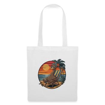 Émeu drôle sur le coucher de soleil des vacances d’été sur la plage - Sac en tissu - blanc - Devant