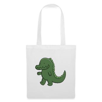 Niedlicher grüner Alligator fröhlicher Kawaii-Krokodil - Stoffbeutel - Weiß - Vorne