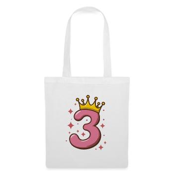 Paillettes de couronne pour le troisième anniversaire - Sac en tissu - blanc - Devant