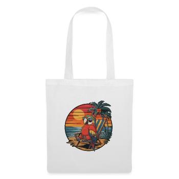 Perroquet drôle sur le coucher de soleil des vacances d’été sur la plage - Sac en tissu - blanc - Devant