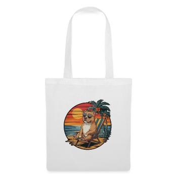 Funny Pitbull Dog on Beach Summer Vacation Sunset - Tote Bag - white - Front