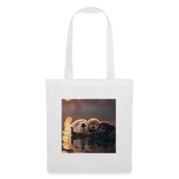 Loutres de mer et bébés loutres sur l’eau - Sac en tissu - blanc - Devant