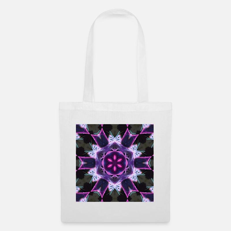 Neon Mandala Kaleidoskop - Stoffbeutel - Weiß