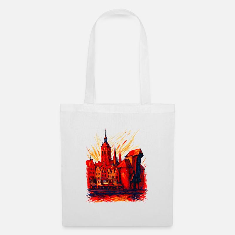 Danzig Gdańsk Stadtmotiv Silhouette Polen Geschenk - Stoffbeutel - Weiß