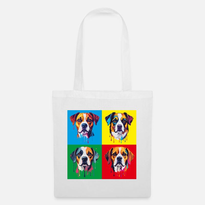 Hund Pop-Art Portrait - Stoffbeutel - Weiß