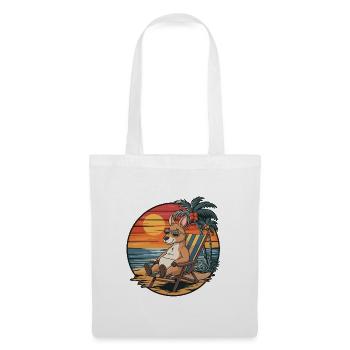 Lustiges Känguru am Strand, Sommerurlaub Sonnenuntergang - Stoffbeutel - Weiß - Vorne