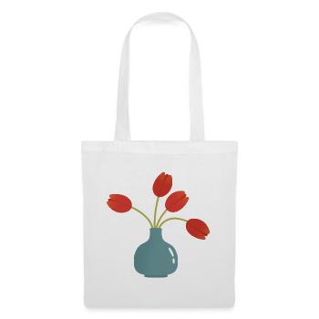 Éclatement de tulipe dans un vase turquoise - Sac en tissu - blanc - Devant