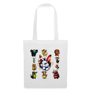 Happy Cartoon Animals Bunny Design - Tote Bag - white - Front