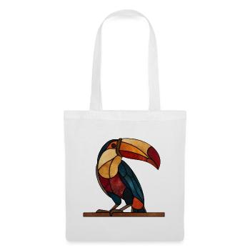 Tukan im Glasmosaik-Stil Kunstvolles Vogel Design - Stoffbeutel - Weiß - Vorne