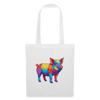 Buntes Schwein-Regenbogen-Pop-Art-Aquarell - Stoffbeutel - Weiß - Vorne