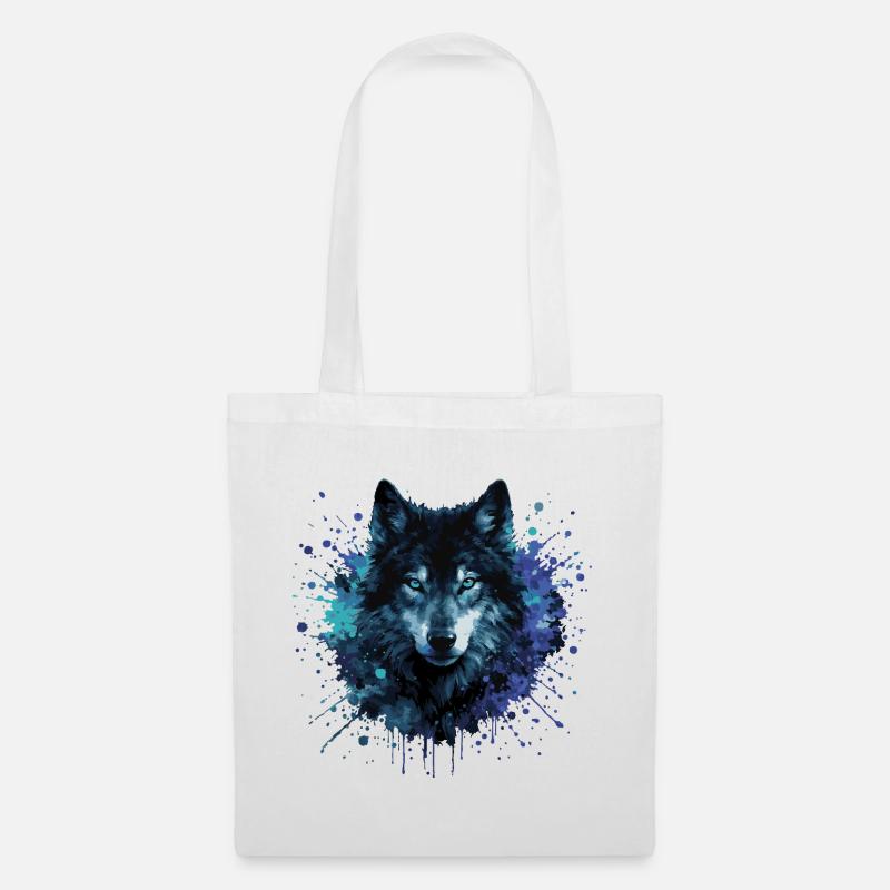 Wolf Aquarell – Color Splash - Stoffbeutel - Weiß